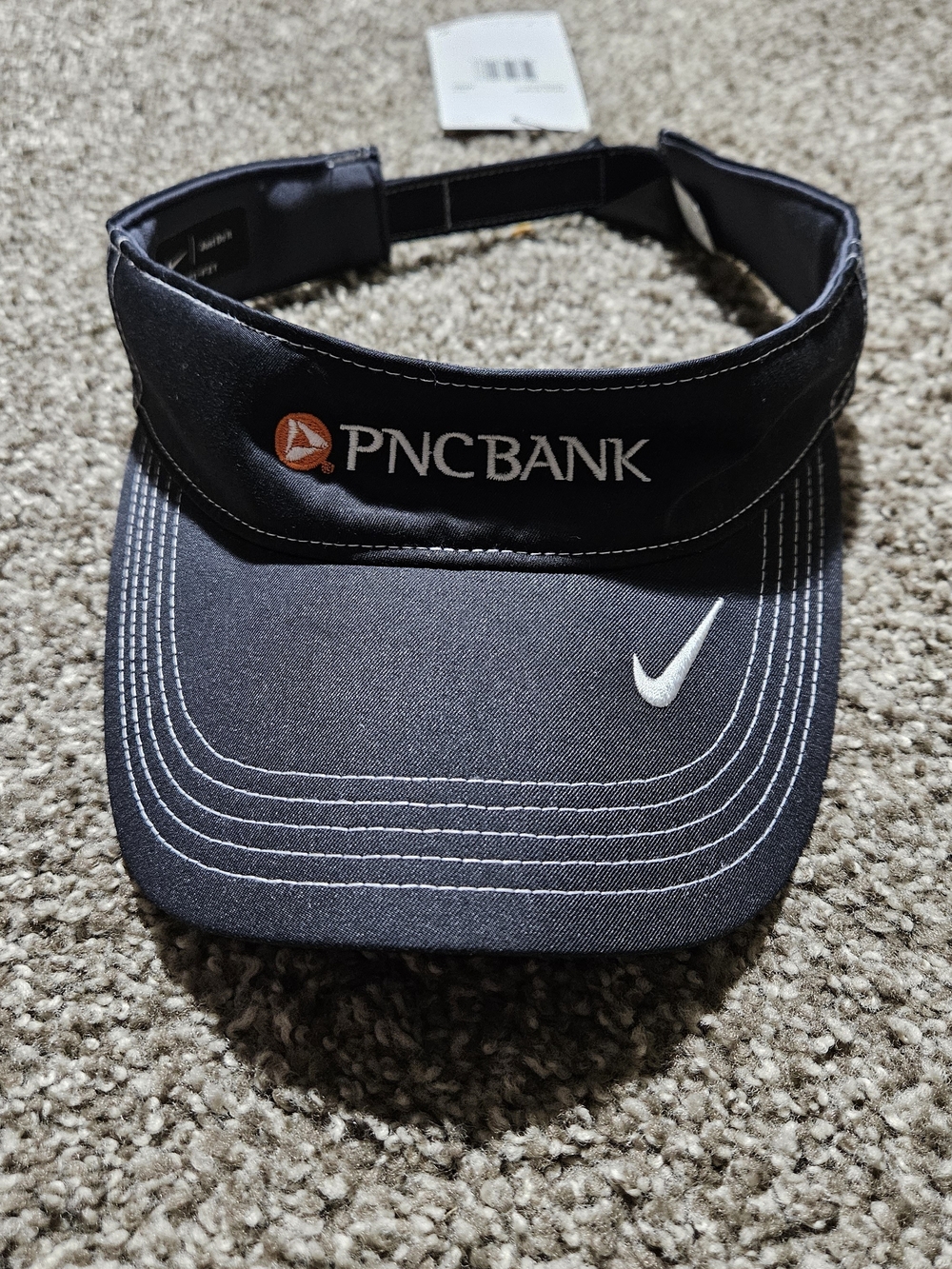 NWT Nike Dri-Fit Visor PNC Bank Hat Strapback OSFM Black Embroidered Logo